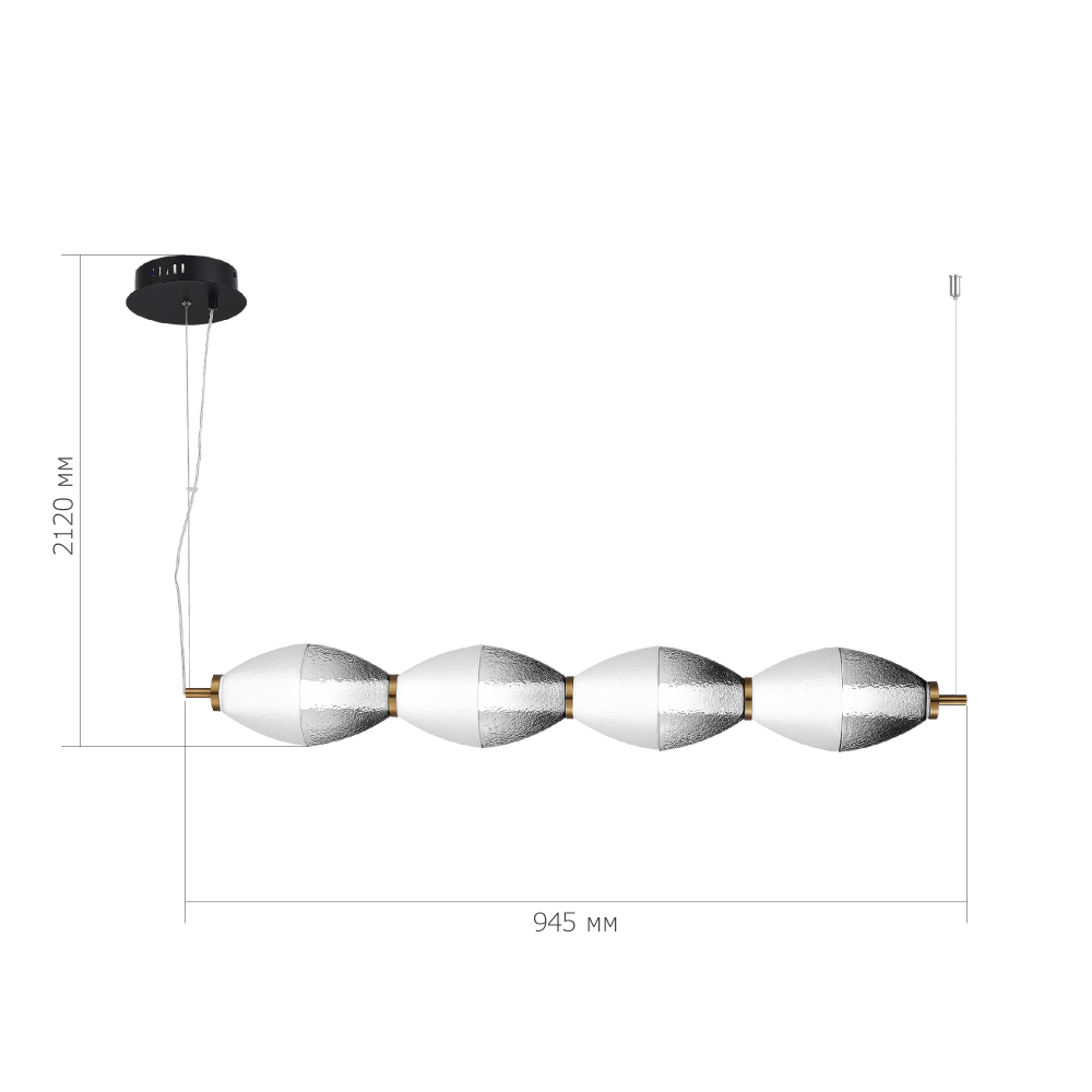 Подвесной светильник линейный в сочетании двух разных фактур стекла Enchanting в Омске