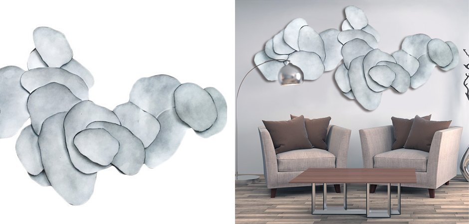 Арт-объект на стену Silver Blue Flakes Арт-объект на стену Silver Blue Flakes - Loft-Concept в Омске