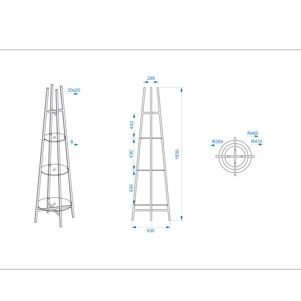 Стеллаж конусообразный с прозрачными стеклянными полками Tower в Омске