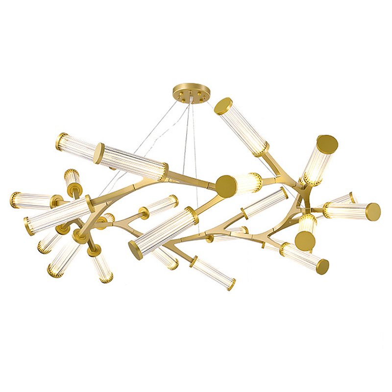 Люстра Cylinder Branches Chandelier Ring Gold Золотой Прозрачный в Омске | Loft Concept 