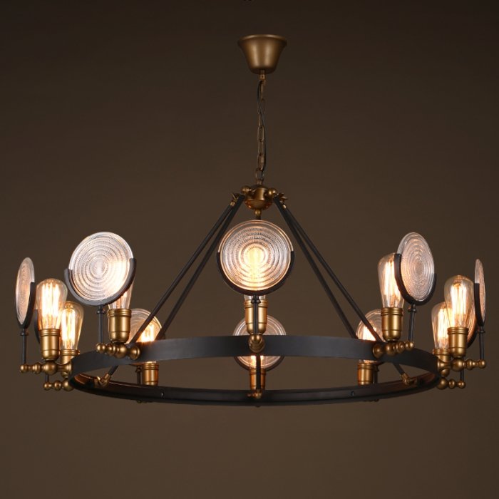 Люстра GASLIGHT LENS Chandelier 10 Черный в Омске | Loft Concept 