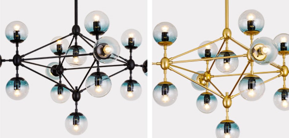 Люстра Modo Chandelier Globes Blue Ambre Gold Люстра Modo Chandelier Globes Blue Ambre Gold - Loft-Concept в Омске