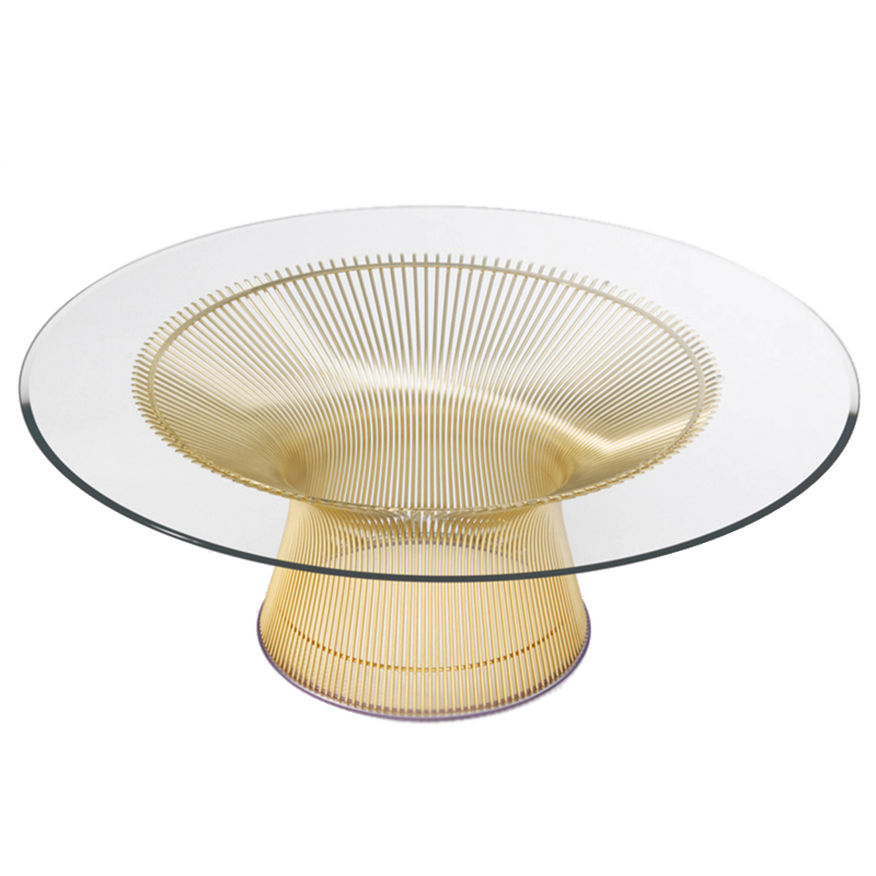 Стол Platner Coffee Gold Глянцевое золото Прозрачное Стекло в Омске | Loft Concept 