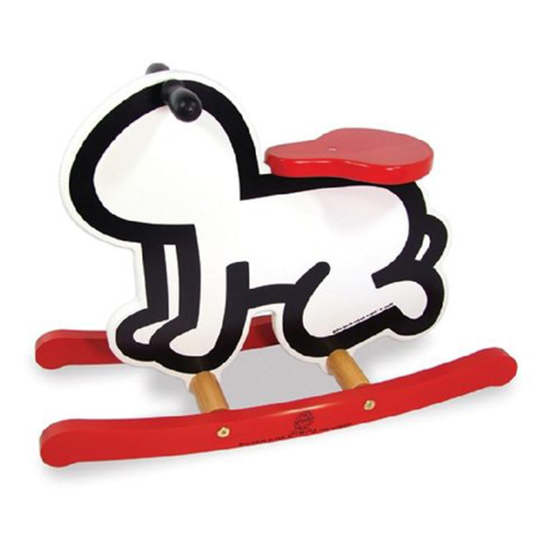 Детская деревянная качалка VILAC KEITH HARING ROCKER BABY TOY-WHITE Красный Черный Белый в Омске | Loft Concept 