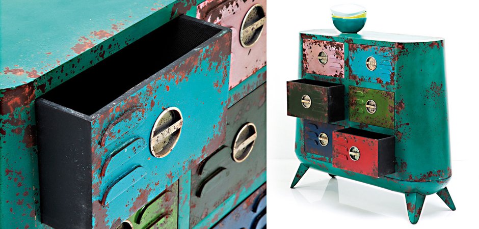 Комод металлический с цветными ящиками Retro Futurismo chest VI Комод металлический с цветными ящиками Retro Futurismo chest VI - Loft-Concept в Омске