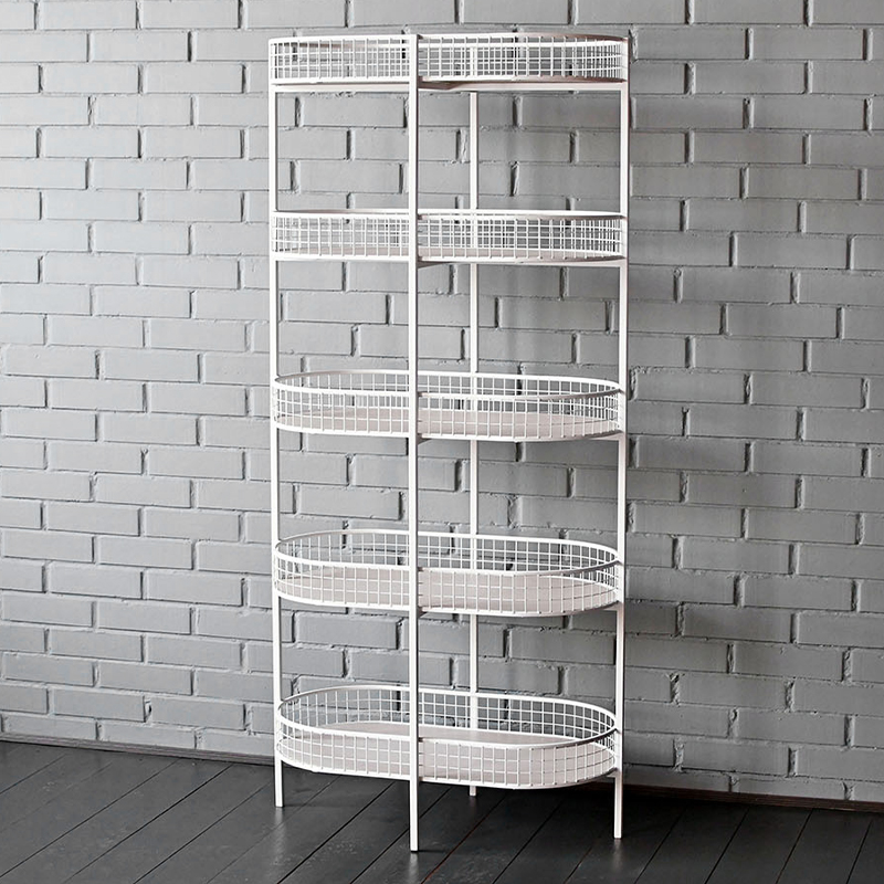 Стеллаж Roan Industrial Metal Rust Rack Белый Древесина в Омске | Loft Concept 