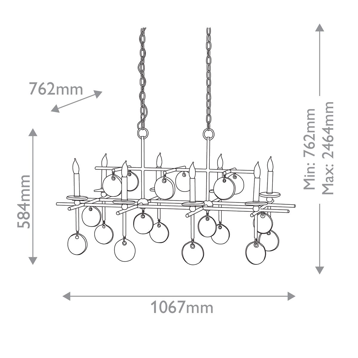 Люстра подвесная с 8-ю лампами и стеклянными круглыми подвесками Currey & Company в Омске