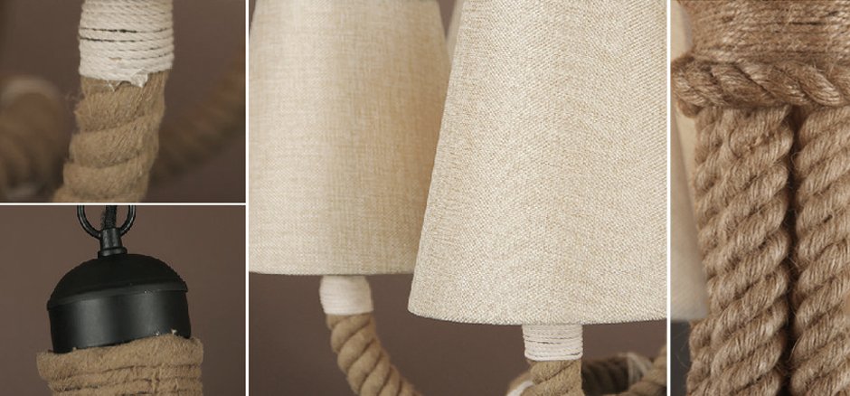 Люстра Rattan Chandelier Loft Rope Light - фото №1