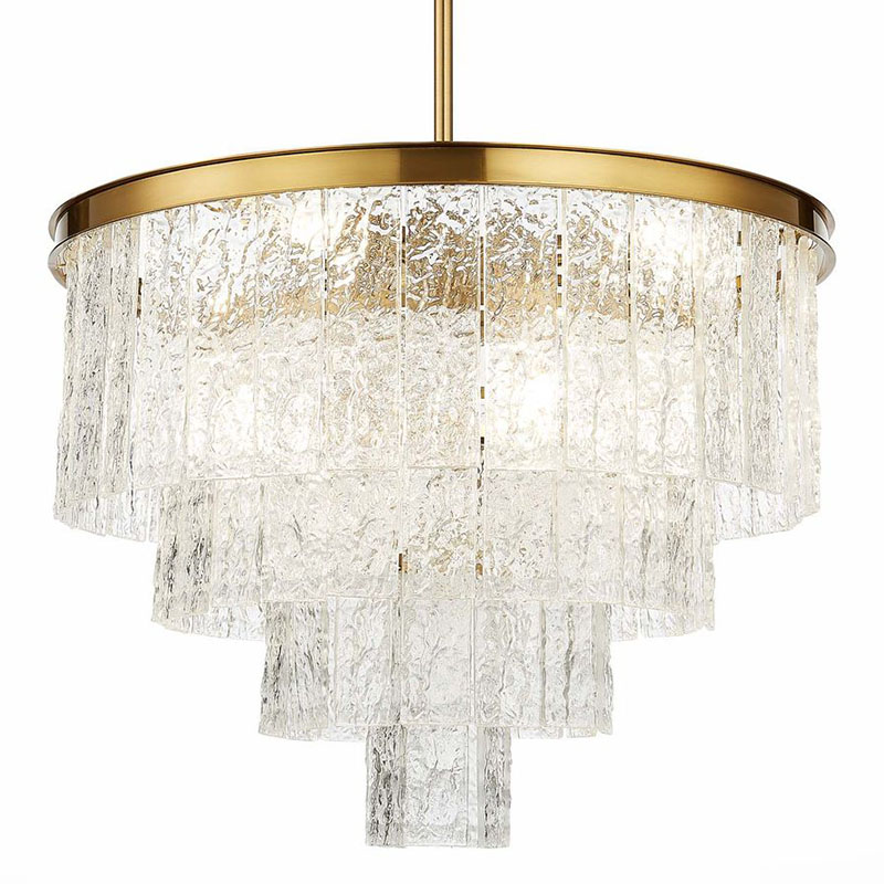 Люстра Renea Textured Glass Chandelier Brass D60 Латунь Прозрачное Стекло в Омске | Loft Concept 