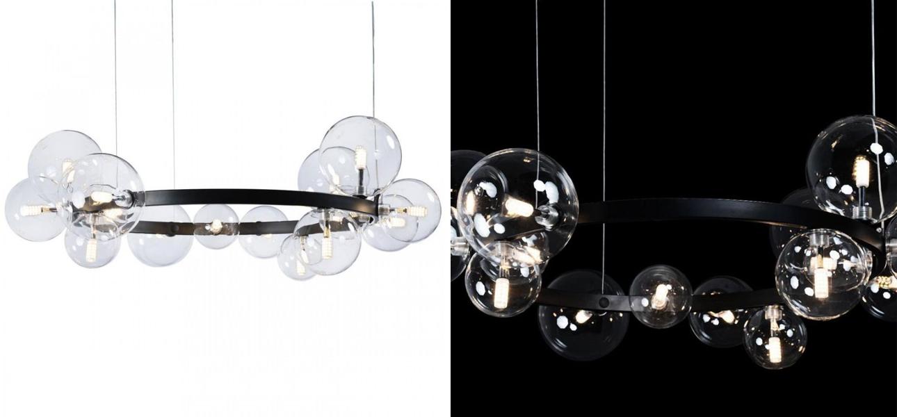 Светодиодная люстра Кольцо Прозрачное стекло IONA Сhandelier диаметр 85 см - фото №2