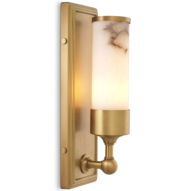 Бра Eichholtz Wall Lamp Valentine Alabaster Бежевый Белый Мрамор Bianco Латунь в Омске | Loft Concept 