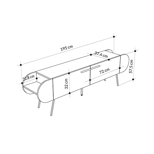 ТВ-тумба серая с 2-мя откидными дверцами и 2-мя открытыми полками CAPSULE TV STAND RETRO GREY в Омске