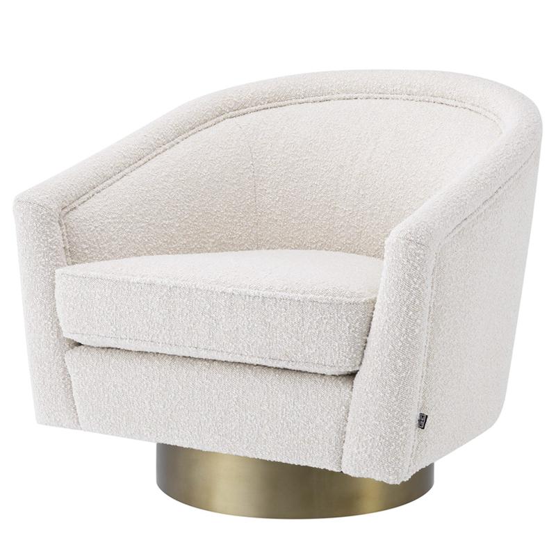 Кресло Eichholtz Swivel Chair Catene Boucle cream Кремовый матовое золото в Омске | Loft Concept 