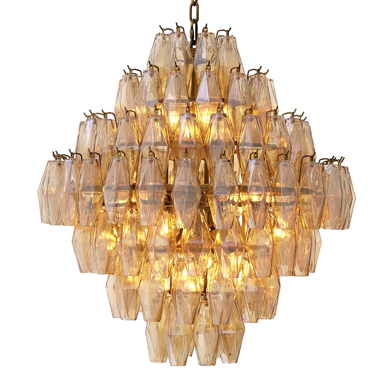 Люстра Eichholtz Chandelier Benini L Amber Янтарный Латунь в Омске | Loft Concept 