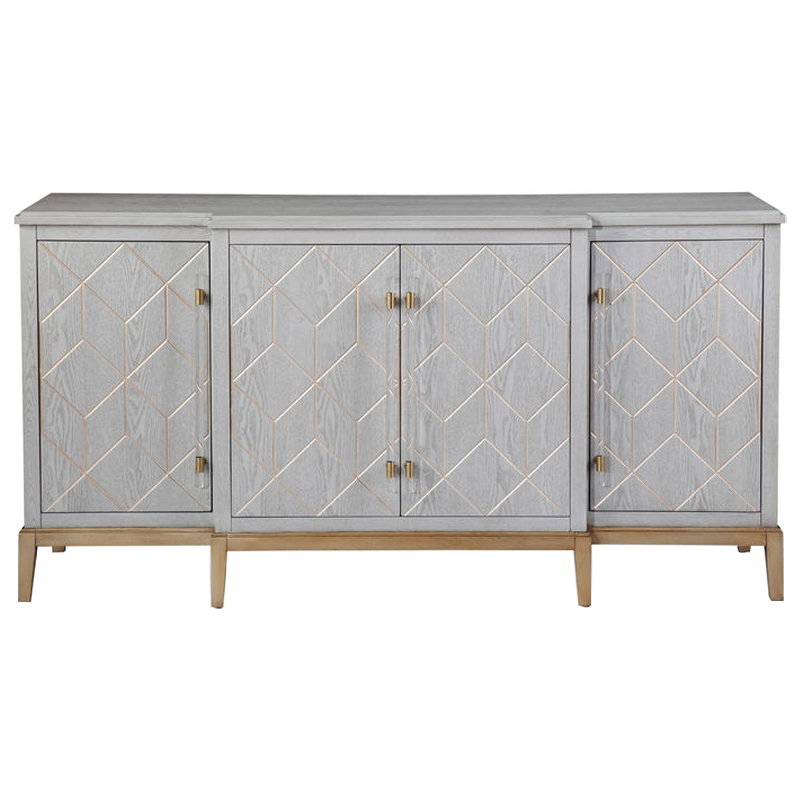 Комод Margaux Chest of Drawers Серый Латунь Прозрачный в Омске | Loft Concept 