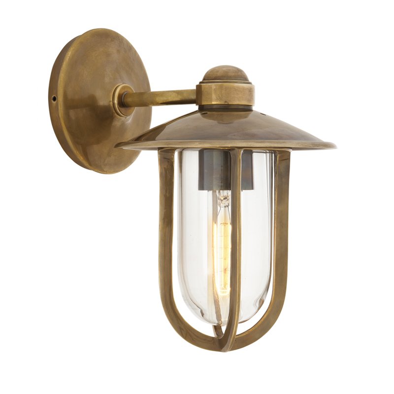 Бра Eichholtz Wall Lamp Seg Harbour Brass Латунь Античная полированная Прозрачное Стекло в Омске | Loft Concept 