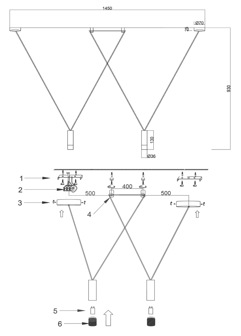 Wireflow LED White Suspension lam 2 патрона в Омске