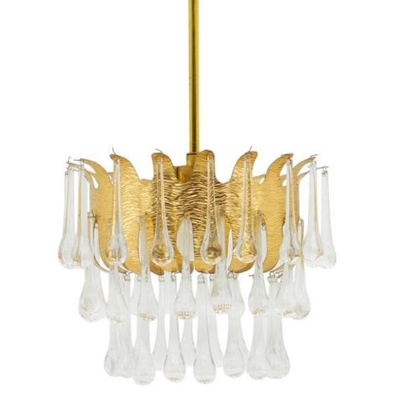 Люстра Ernst Palme Glass and Gilded Brass Chandelier Золотой в Омске | Loft Concept 