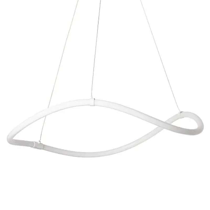 Люстра белого цвета с волнистым светодиоидным кольцом Luke Lampco Tracer Lamp Белый в Омске | Loft Concept 