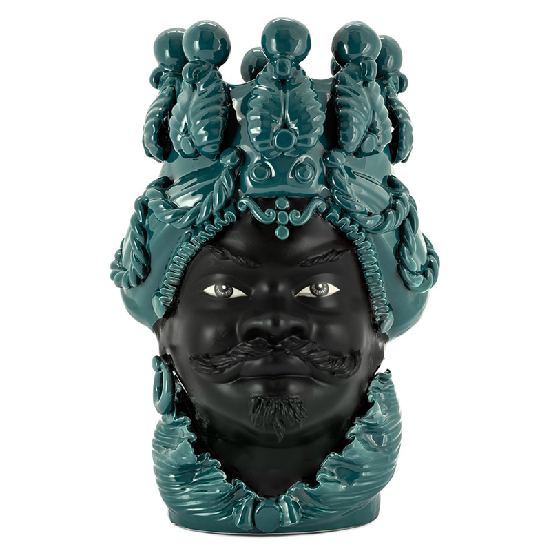 Ваза VASE MORO BIG MAN SIMPLY MAT dark turquoise Черный Бирюзовый в Омске | Loft Concept 