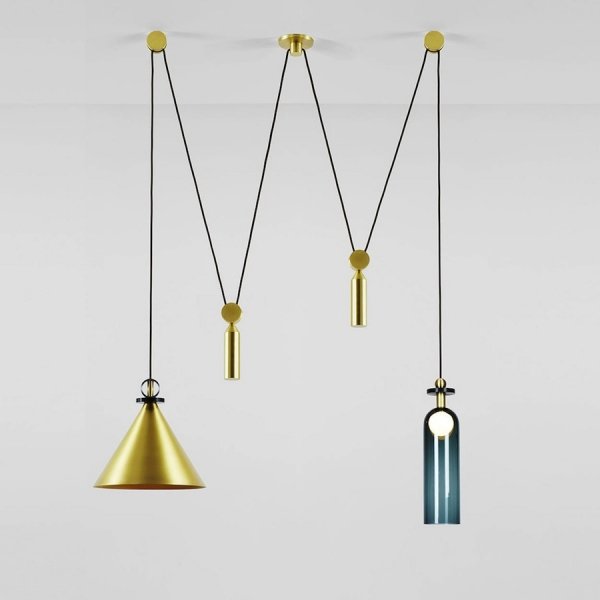 Подвесной светильник Shape up Double Pendant Brass Латунь в Омске | Loft Concept 