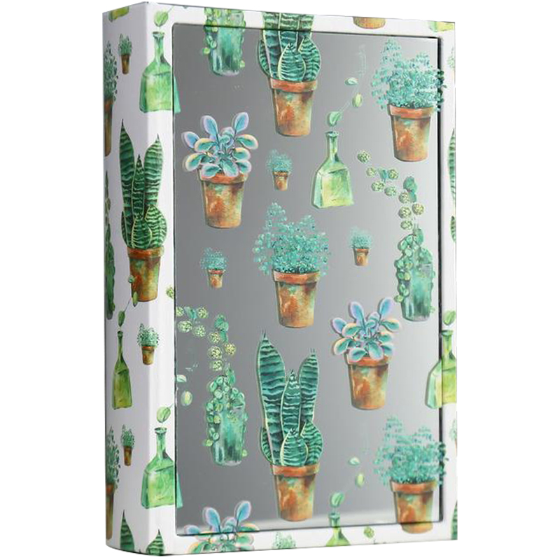 Шкатулка-книга Succulents Mirror Book Box Белый Зеленый Коричневый в Омске | Loft Concept 