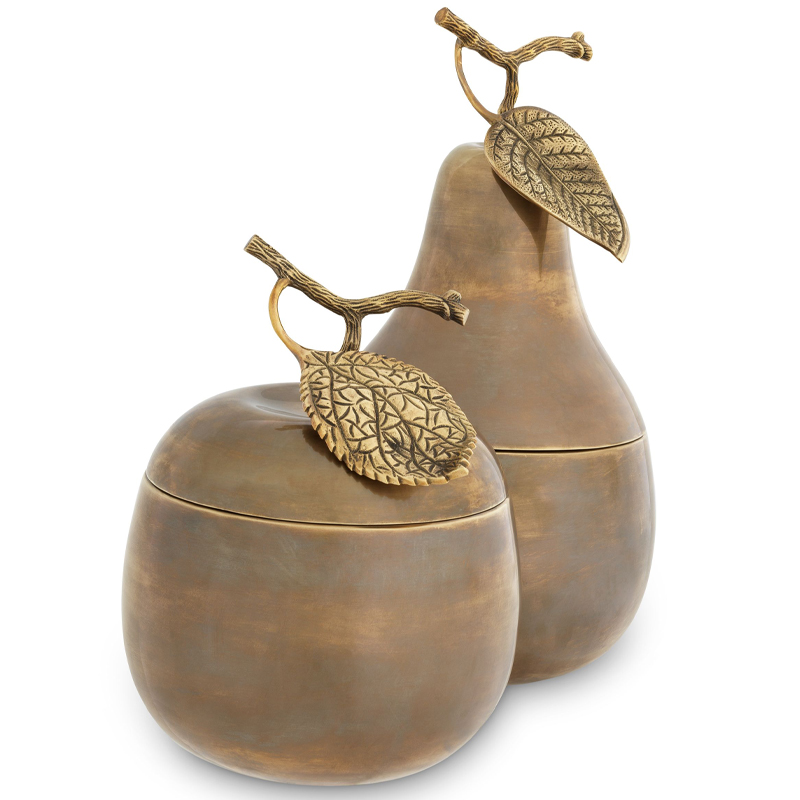 Комплект шкатулок Eichholtz Box Apple & Pear set of 2 brass Винтажная латунь в Омске | Loft Concept 