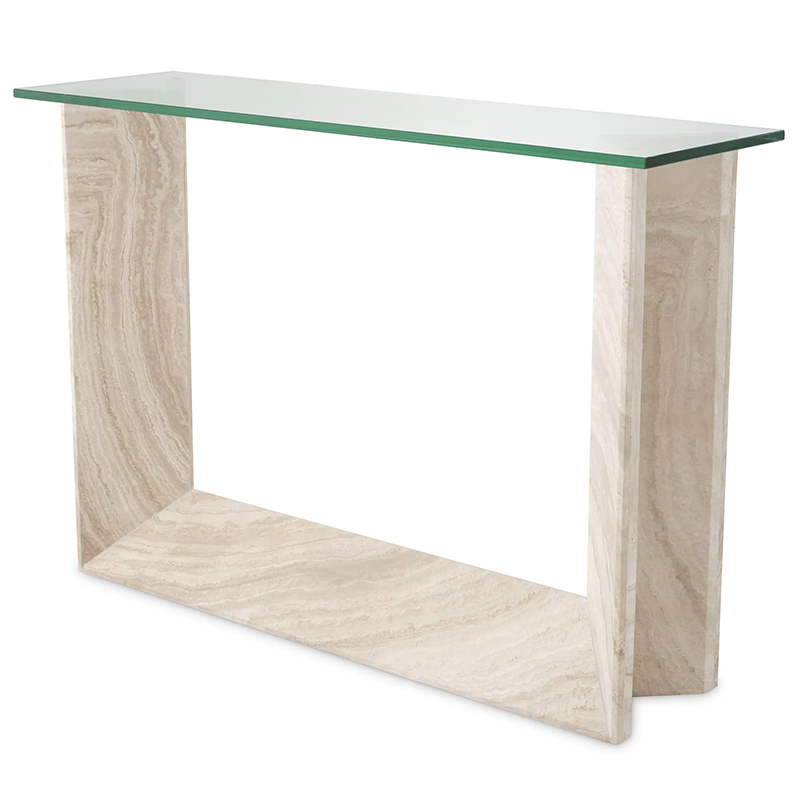 Консоль Eichholtz Console Table Fortuna Песочный Прозрачное Стекло в Омске | Loft Concept 