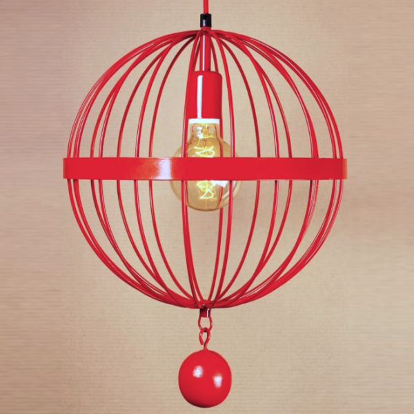 Подвесной светильник Wire Cage Pendant Spher Red Красный в Омске | Loft Concept 