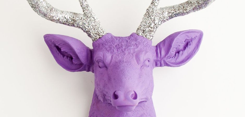 Голова оленя - Фиолетовая / серебряные рога - фото №1
