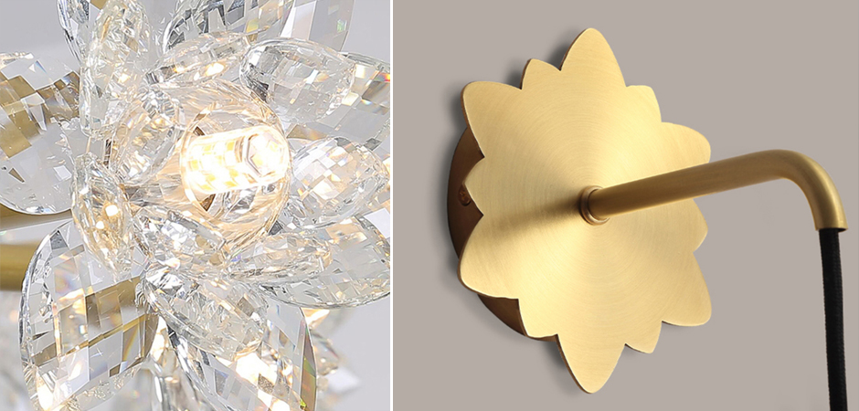 Бра Хрустальный Цветок Лотоса Lotus flower Wall Clear Glass B Бра Хрустальный Цветок Лотоса Lotus flower Wall Clear Glass B - Loft-Concept в Омске