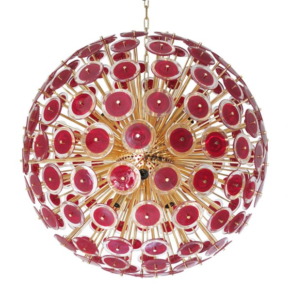 Murano Red Disco Glass Sputnik Chandelier Vistosi Красный (Red) Золотой в Омске | Loft Concept 