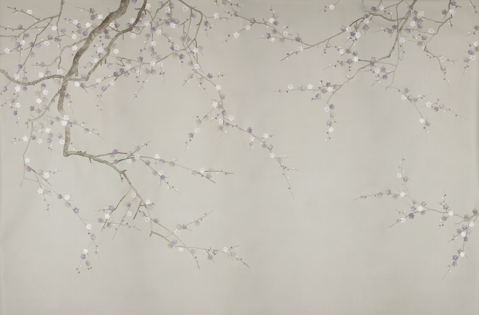 Обои ручная роспись Plum Blossom Special Colourway on Oyster Shell metallic silk - постер Loft-Concept в Омске