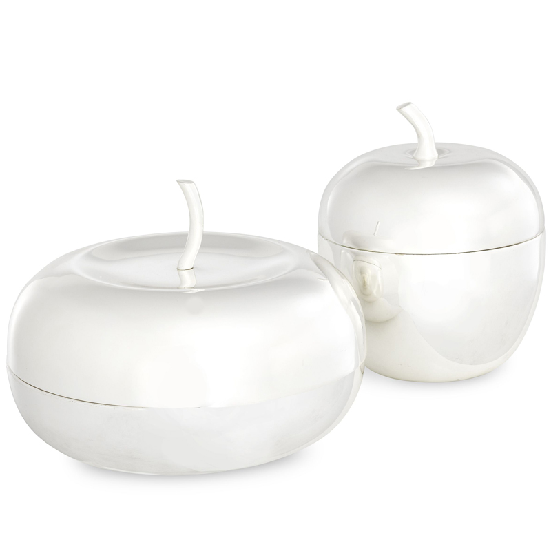 Комплект шкатулок Eichholtz Box Apple Set of 2 Silver Серебряный в Омске | Loft Concept 