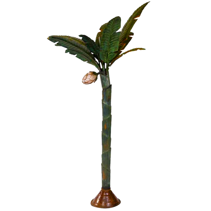 Торшер Дизайнерский Зеленый Банан Painted Metal Sculpture of Palm or Banana Tree and Flower Искусственная бурая ржавчина Зеленый в Омске | Loft Concept 