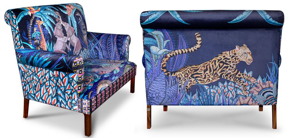 Диван Ardmore Design Sabie Sofa in Tanzanite Синий Тропический Орнамент Диван Ardmore Design Sabie Sofa in Tanzanite Синий Тропический Орнамент - Loft-Concept в Омске