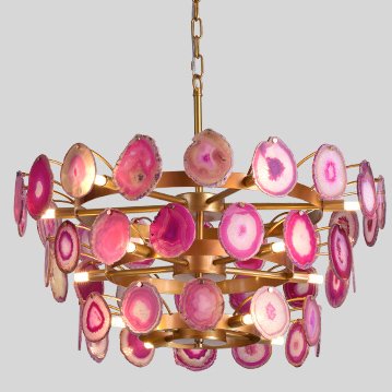 Люстра Agate Burst Chandelier 3 Round pink Розовый пастельный Золотой в Омске | Loft Concept 