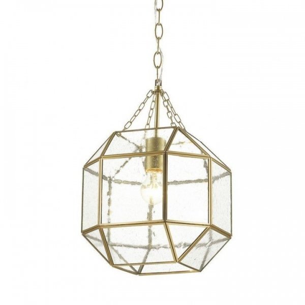 Подвесной светильник Glass & Metal Cage Pendant Gold Глянцевое золото в Омске | Loft Concept 