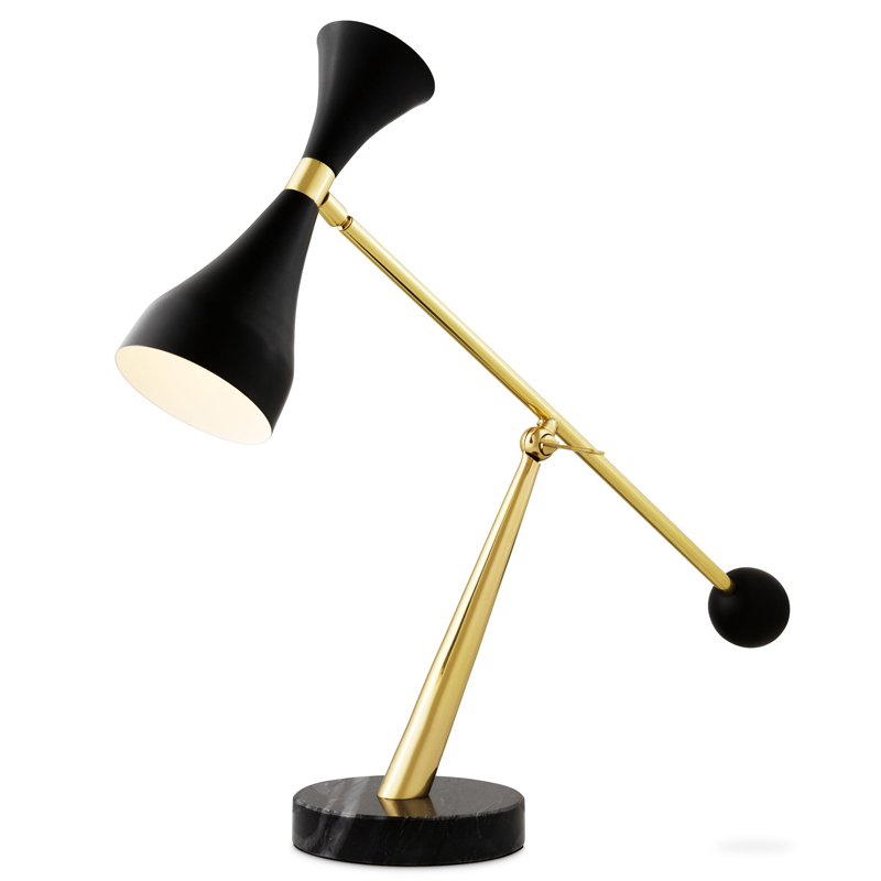 Настольная лампа Eichholtz Desk Lamp Cordero Черный Латунь Черный Мрамор Nero в Омске | Loft Concept 