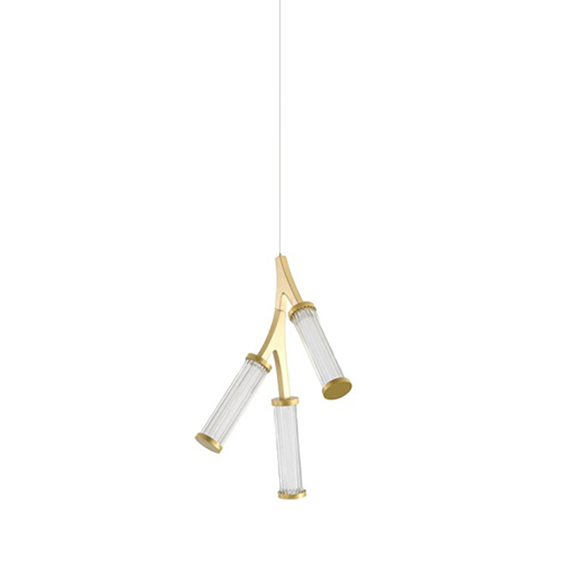 Люстра Cylinder Branches Chandelier Gold 3 Золотой Прозрачный в Омске | Loft Concept 