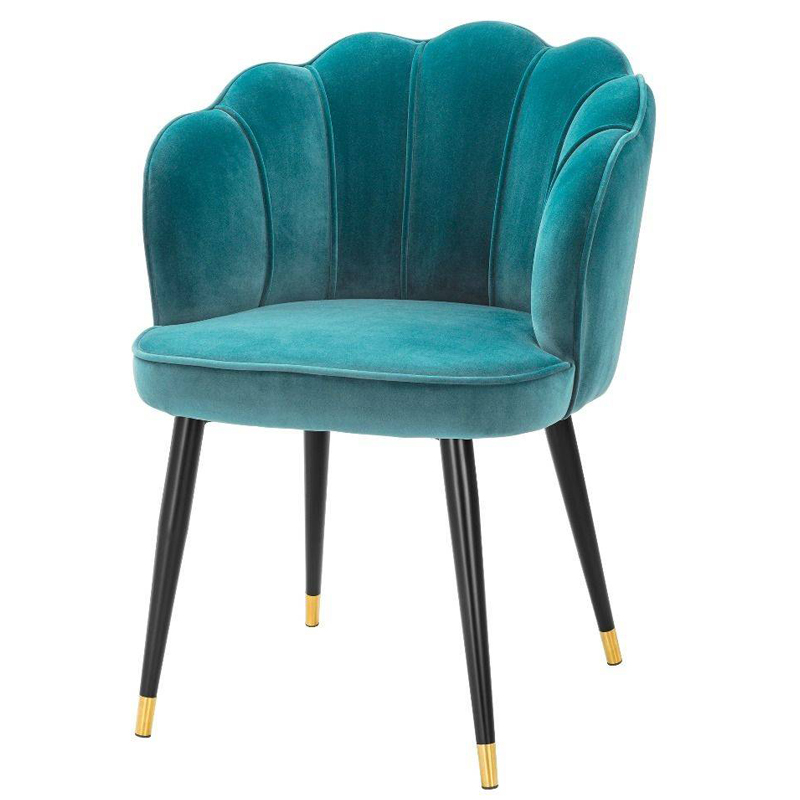 Стул Eichholtz Dining Chair Bristol sea green Бирюзовый Черный Латунь в Омске | Loft Concept 