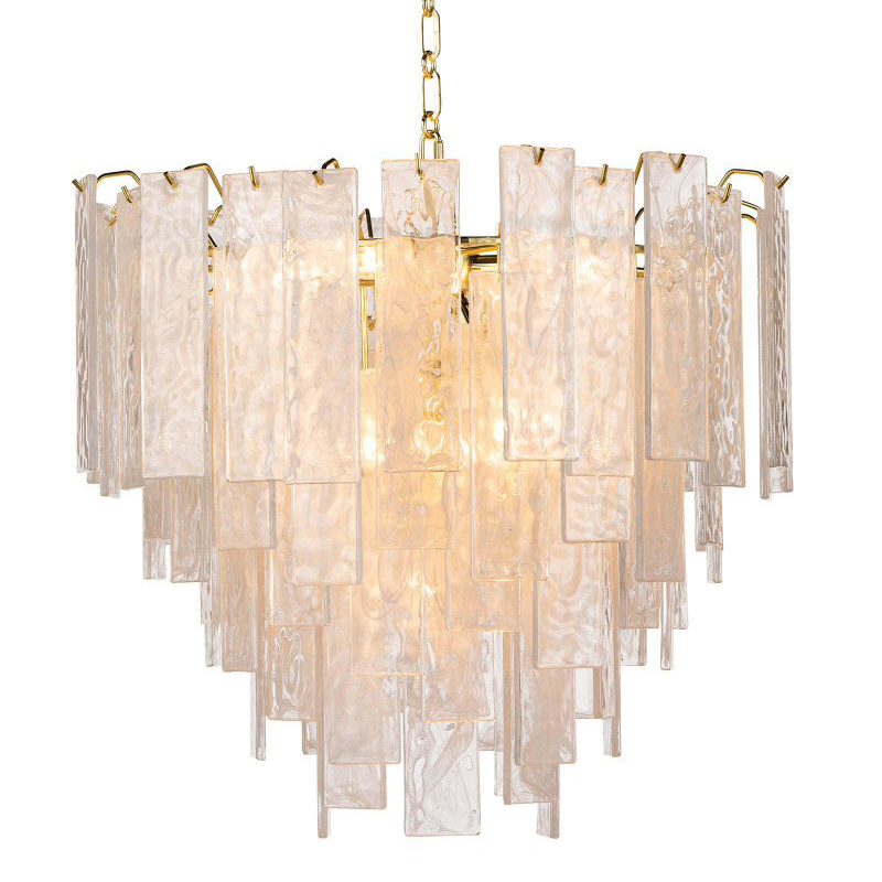 Люстра Textured Glass Chandelier Rectangular Pendants Золотой Прозрачный (Transparent) в Омске | Loft Concept 