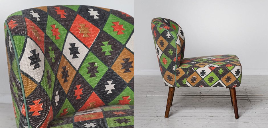 Кресло с зеленым орнаментом KELIM Pattern Кресло с зеленым орнаментом KELIM Pattern - Loft-Concept в Омске