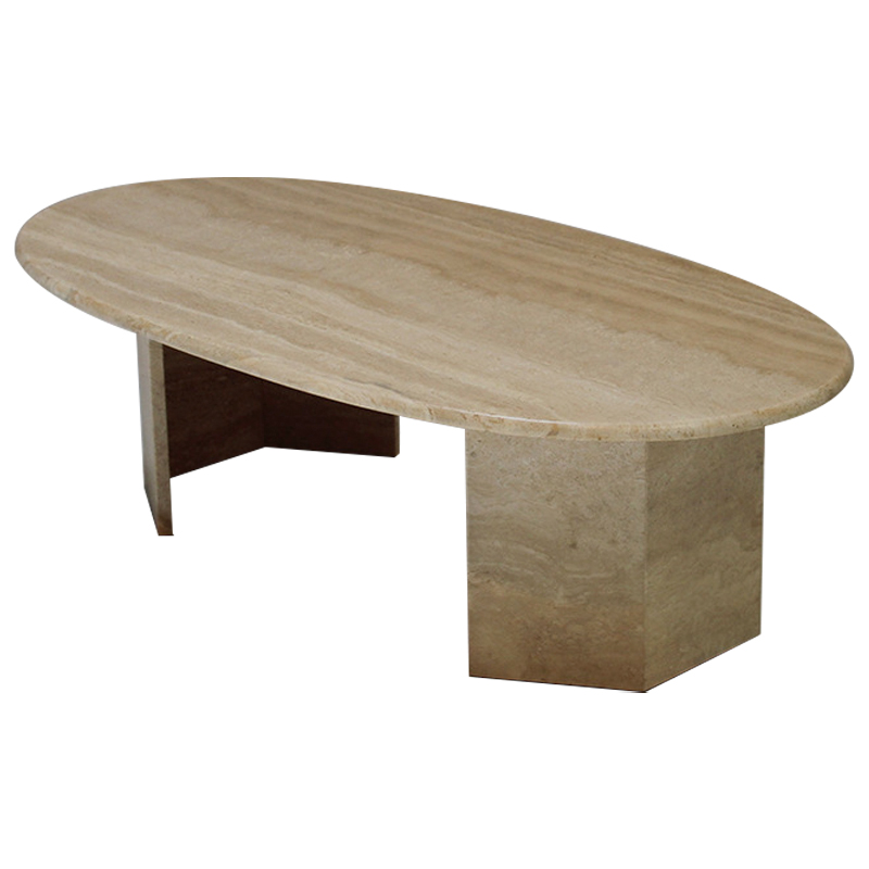 Кофейный стол Oval Travertine Coffee Table Коричневый в Омске | Loft Concept 