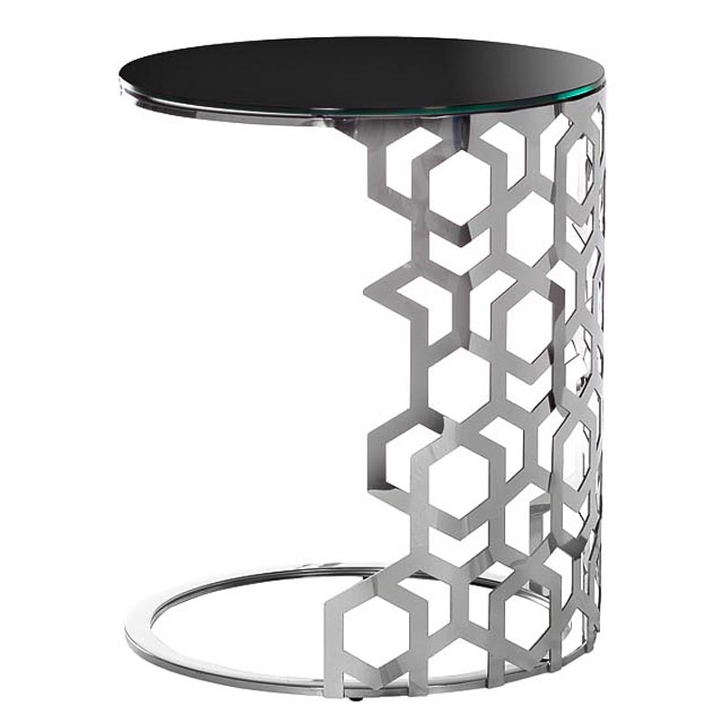 Приставной стол Yen Geometry Side Table silver 60 Серебряный в Омске | Loft Concept 