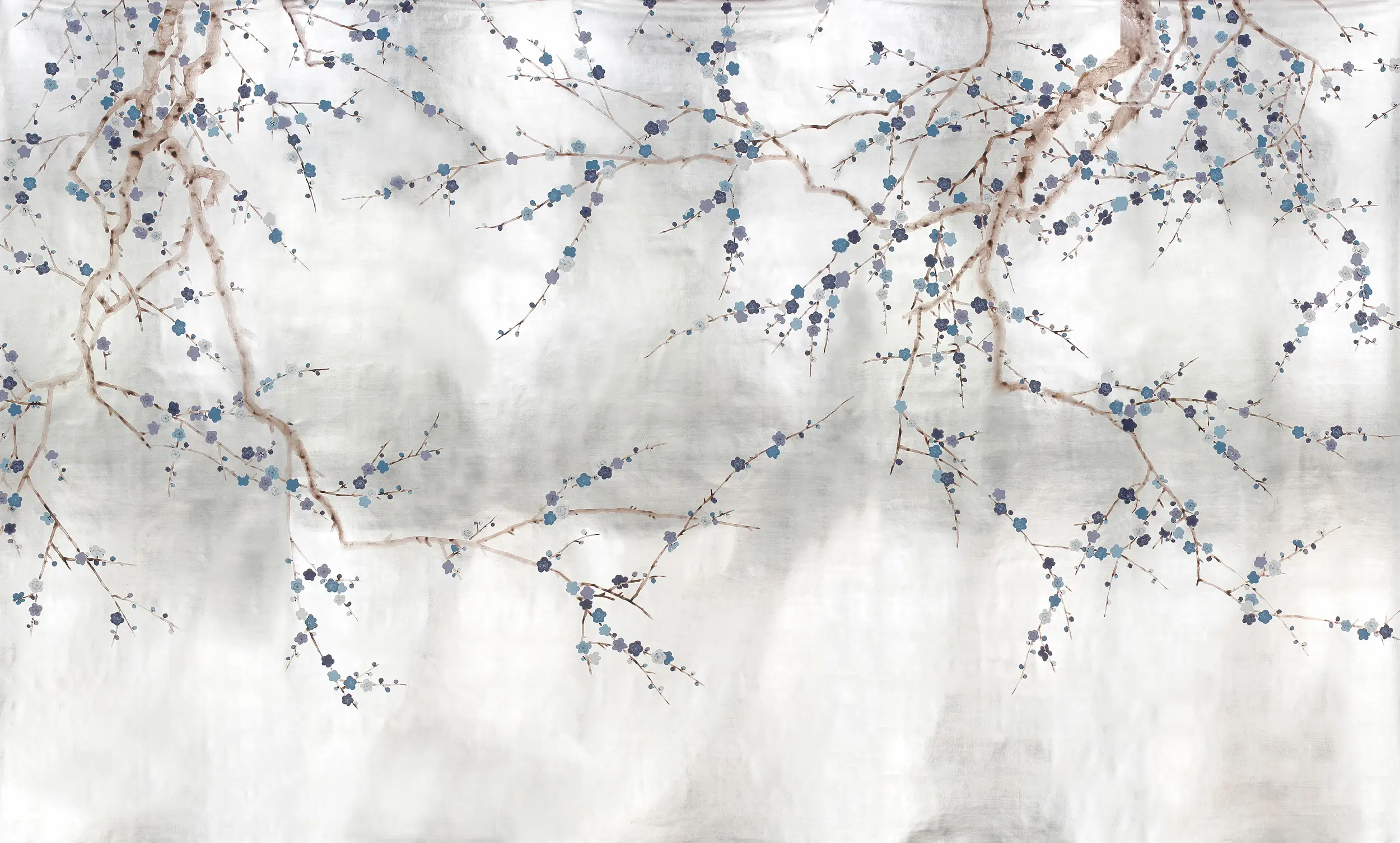 Обои ручная роспись Plum Blossom Hokusai on Tarnished Silver gilded paper Обои ручная роспись Plum Blossom Hokusai on Tarnished Silver gilded paper - постер Loft-Concept в Омске