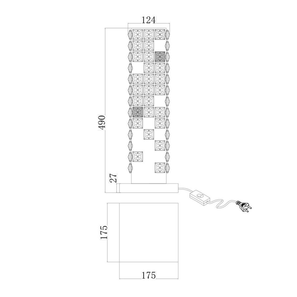 Настольная лампа прямоугольная с мозаичным хрустальным оформлением Sparks of Crystal в Омске