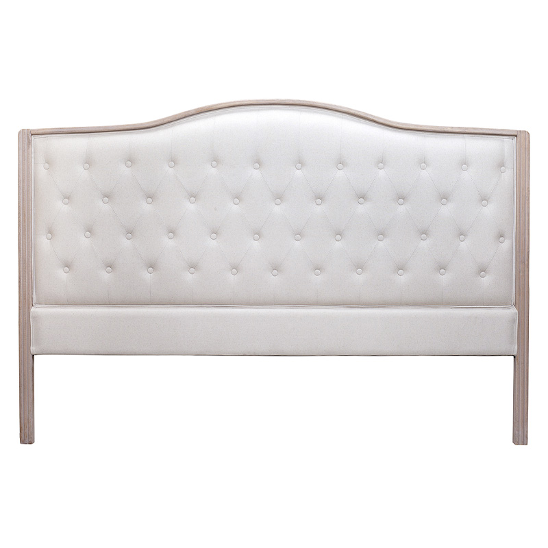 Изголовье кровати бежевое с мягкой обивкой из рогожки и льна Agatha Headboard Бежевый Коричневый в Омске | Loft Concept 