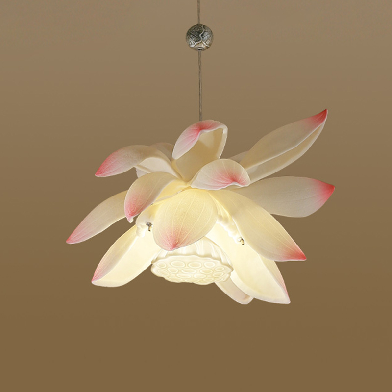 Подвесной светильник Lotus Flower Pendant Белый Розовый пастельный в Омске | Loft Concept 