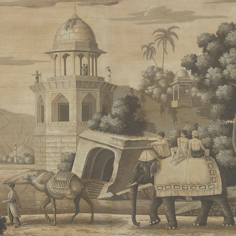 Обои ручная роспись Early Views of India Eau Forte on antique scenic Xuan paper Обои ручная роспись Early Views of India Eau Forte on antique scenic Xuan paper в Омске | Loft Concept